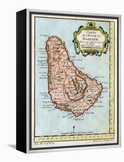 Map of Barbados, C1758-null-Framed Premier Image Canvas