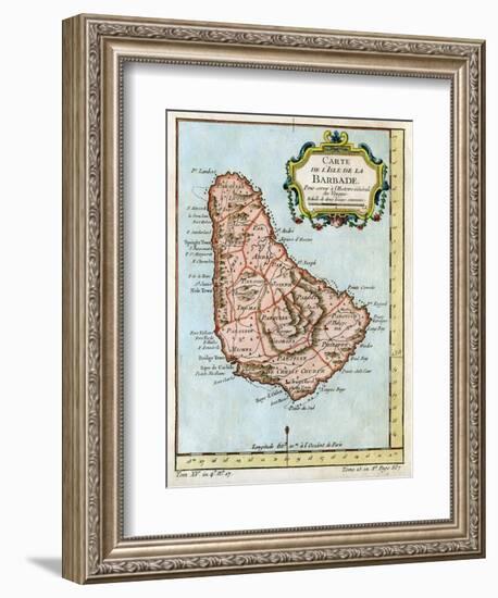 Map of Barbados, C1758-null-Framed Premium Giclee Print