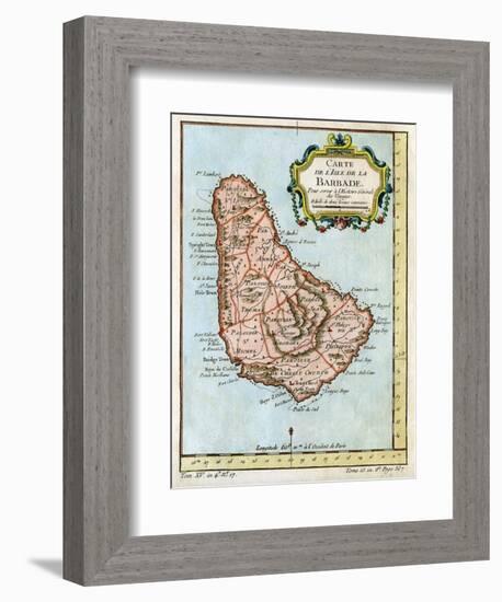 Map of Barbados, C1758-null-Framed Premium Giclee Print