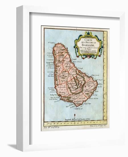 Map of Barbados, C1758-null-Framed Premium Giclee Print