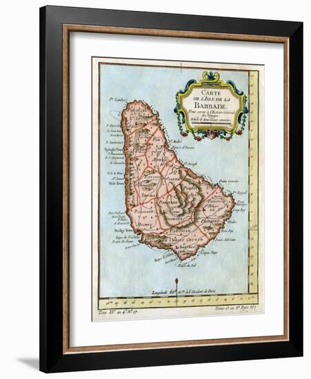 Map of Barbados, C1758-null-Framed Giclee Print