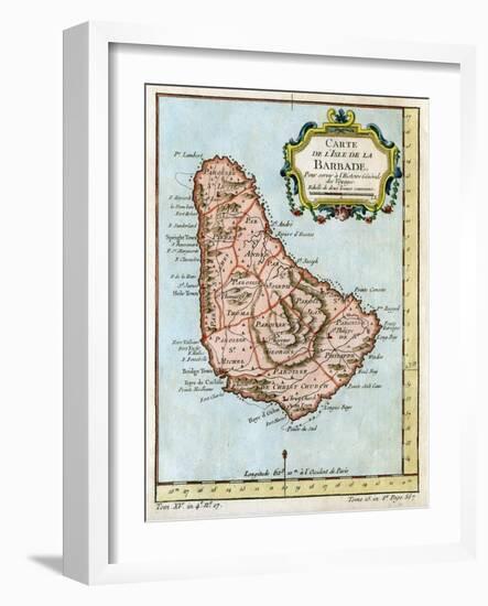 Map of Barbados, C1758-null-Framed Giclee Print