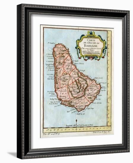 Map of Barbados, C1758-null-Framed Giclee Print