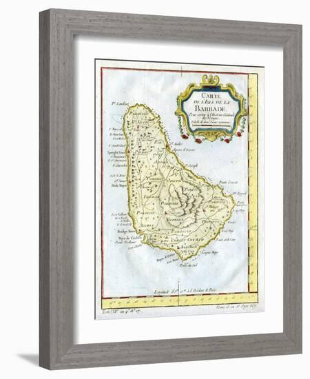 Map of Barbados, C1764-null-Framed Giclee Print