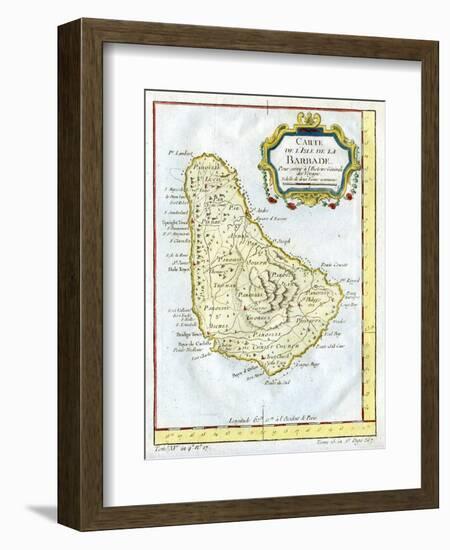 Map of Barbados, C1764-null-Framed Giclee Print