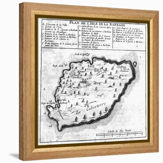 Map of Barbados-French School-Framed Premier Image Canvas