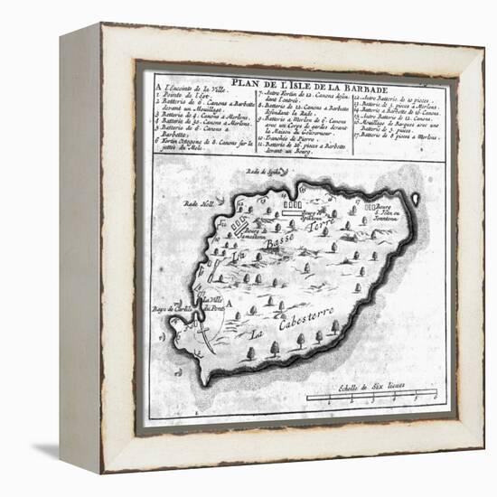 Map of Barbados-French School-Framed Premier Image Canvas