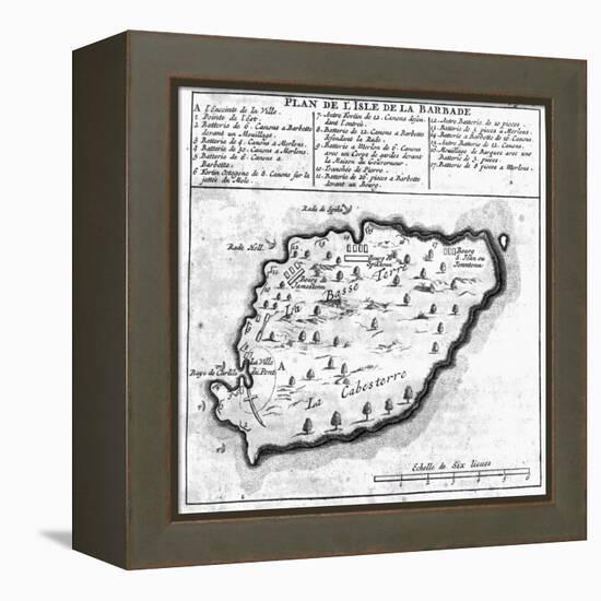 Map of Barbados-French School-Framed Premier Image Canvas