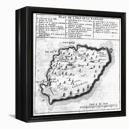 Map of Barbados-French School-Framed Premier Image Canvas