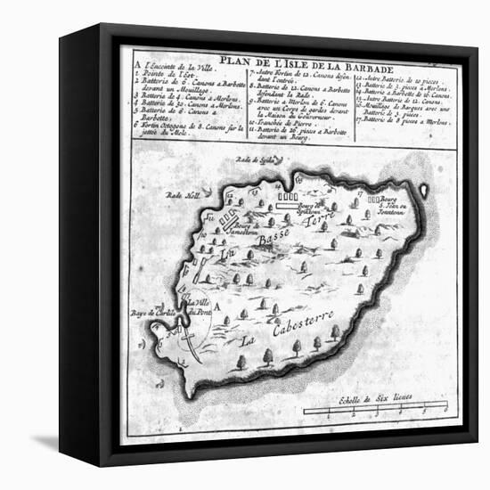 Map of Barbados-French School-Framed Premier Image Canvas