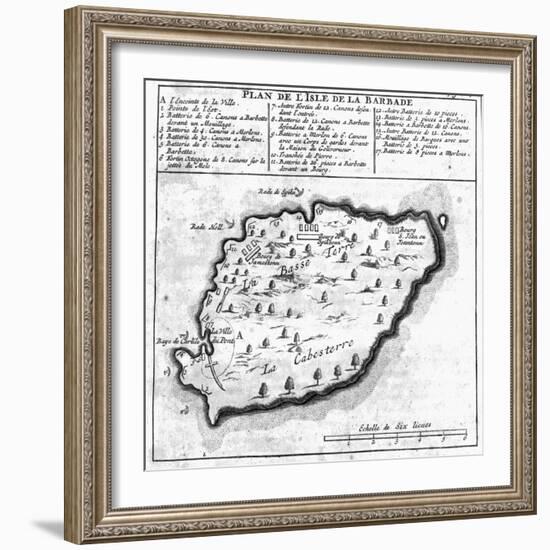 Map of Barbados-French School-Framed Giclee Print