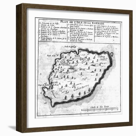 Map of Barbados-French School-Framed Giclee Print