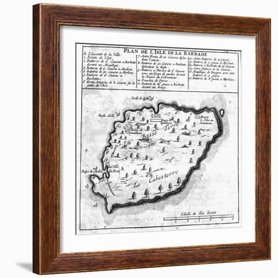 Map of Barbados-French School-Framed Giclee Print