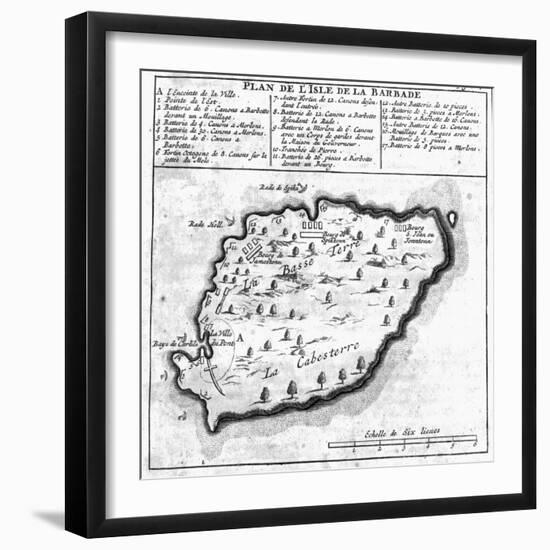 Map of Barbados-French School-Framed Giclee Print