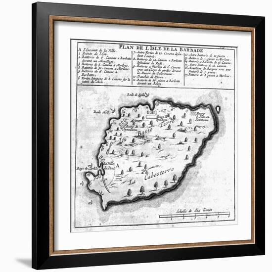 Map of Barbados-French School-Framed Giclee Print