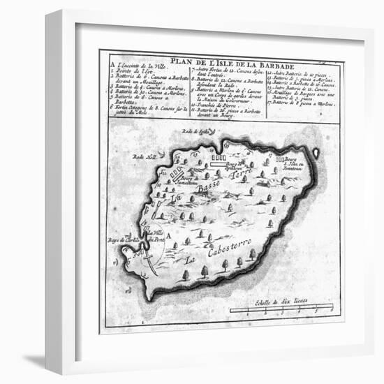 Map of Barbados-French School-Framed Giclee Print