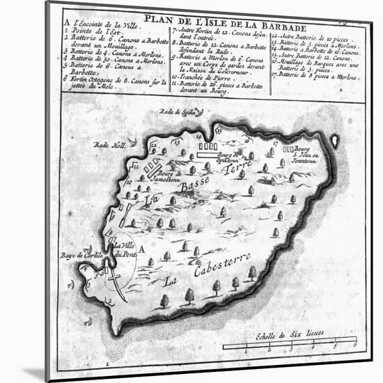 Map of Barbados-French School-Mounted Giclee Print