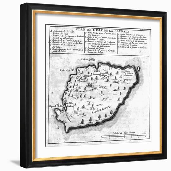 Map of Barbados-French School-Framed Giclee Print