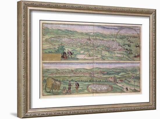 Map of Barcelona, from Civitates Orbis Terrarum by Georg Braun-Joris Hoefnagel-Framed Giclee Print