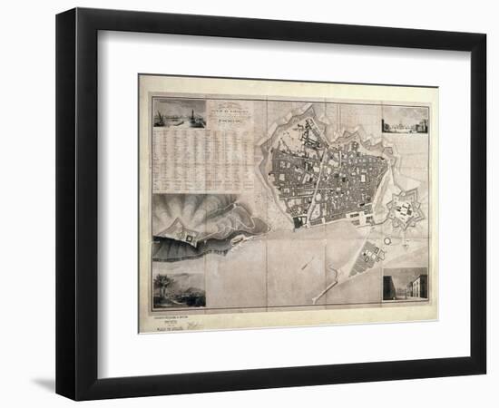 Map of Barcelona-Jose Mas y Vila-Framed Art Print