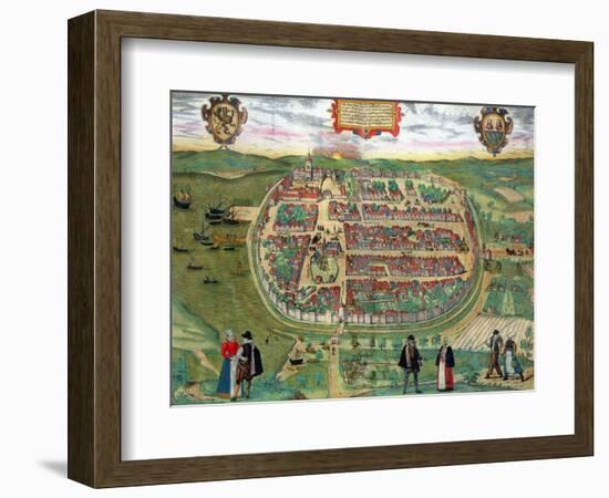 Map of Barth, from "Civitates Orbis Terrarum" by Georg Braun and Frans Hogenberg circa 1572-1617-Joris Hoefnagel-Framed Giclee Print