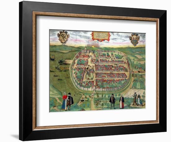 Map of Barth, from "Civitates Orbis Terrarum" by Georg Braun and Frans Hogenberg circa 1572-1617-Joris Hoefnagel-Framed Giclee Print