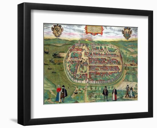 Map of Barth, from "Civitates Orbis Terrarum" by Georg Braun and Frans Hogenberg circa 1572-1617-Joris Hoefnagel-Framed Giclee Print