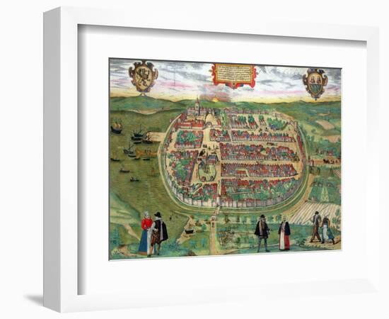 Map of Barth, from "Civitates Orbis Terrarum" by Georg Braun and Frans Hogenberg circa 1572-1617-Joris Hoefnagel-Framed Giclee Print