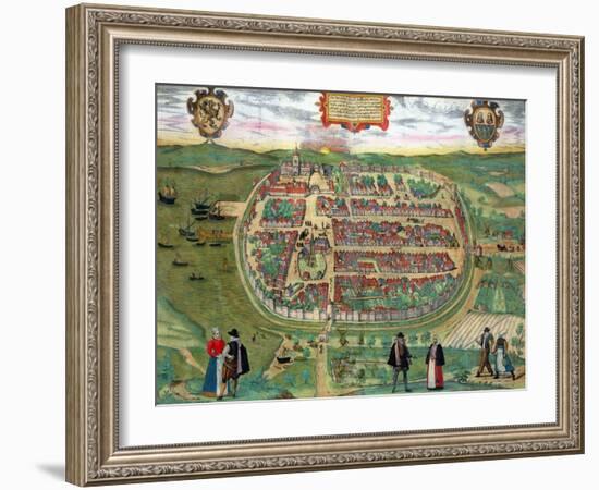 Map of Barth, from "Civitates Orbis Terrarum" by Georg Braun and Frans Hogenberg circa 1572-1617-Joris Hoefnagel-Framed Giclee Print