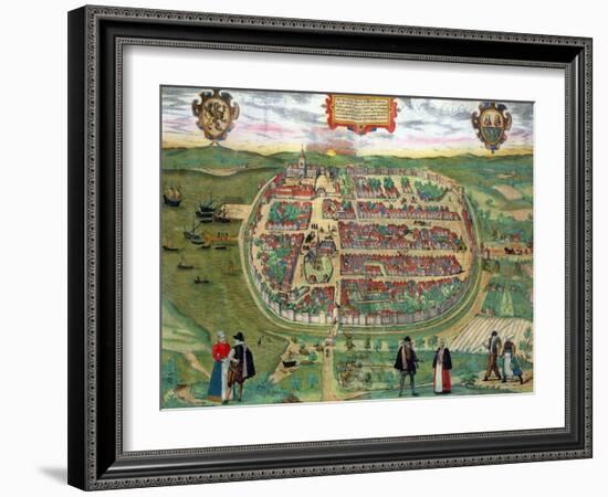 Map of Barth, from "Civitates Orbis Terrarum" by Georg Braun and Frans Hogenberg circa 1572-1617-Joris Hoefnagel-Framed Giclee Print