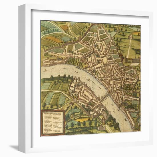 Map of Basel, Switzerland, from Civitates Orbis Terrarum-null-Framed Giclee Print
