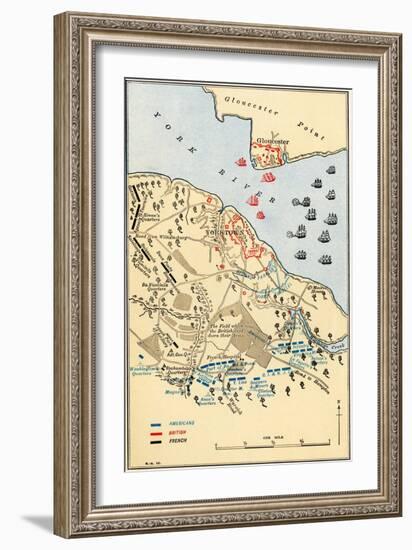 Map of Battle of Yorktown where the British Army Was Defeated by the American and French, c.1781-null-Framed Giclee Print