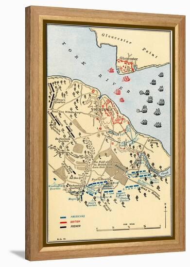 Map of Battle of Yorktown where the British Army Was Defeated by the American and French, c.1781-null-Framed Premier Image Canvas