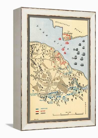 Map of Battle of Yorktown where the British Army Was Defeated by the American and French, c.1781-null-Framed Premier Image Canvas