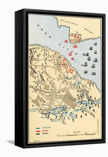 Map of Battle of Yorktown where the British Army Was Defeated by the American and French, c.1781-null-Framed Premier Image Canvas