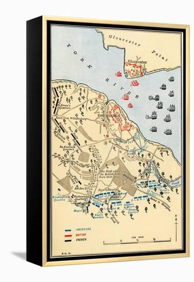 Map of Battle of Yorktown where the British Army Was Defeated by the American and French, c.1781-null-Framed Premier Image Canvas