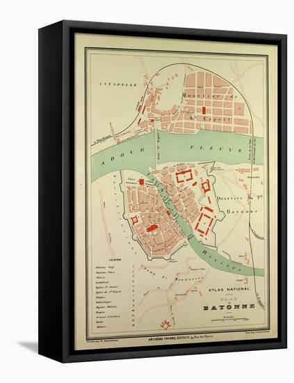 Map of Bayonne France-null-Framed Premier Image Canvas