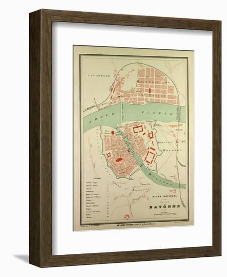 Map of Bayonne France-null-Framed Premium Giclee Print