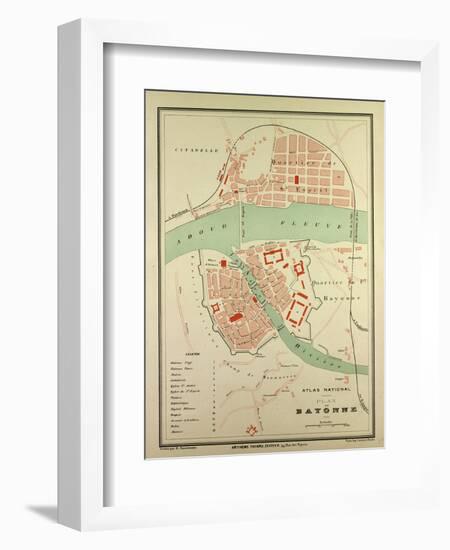 Map of Bayonne France-null-Framed Premium Giclee Print