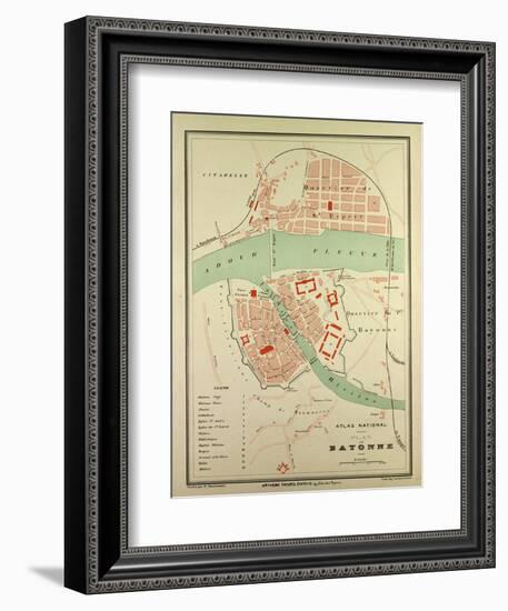 Map of Bayonne France-null-Framed Premium Giclee Print