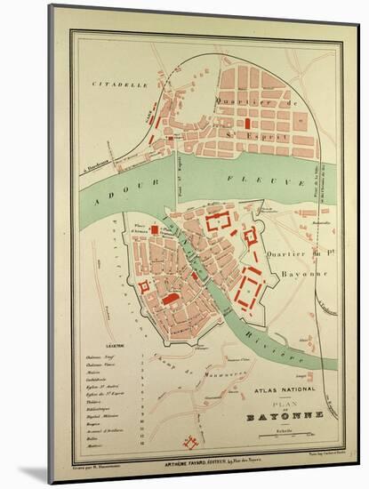 Map of Bayonne France-null-Mounted Giclee Print