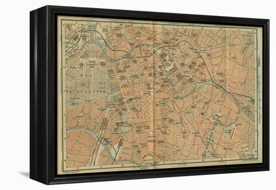 Map of Berlin Center, from a Travel Guide Baedeker's Northeast Germany, 1892-Leipzig Wagner & Debes-Framed Premier Image Canvas