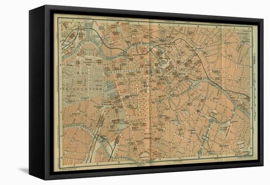 Map of Berlin Center, from a Travel Guide Baedeker's Northeast Germany, 1892-Leipzig Wagner & Debes-Framed Premier Image Canvas