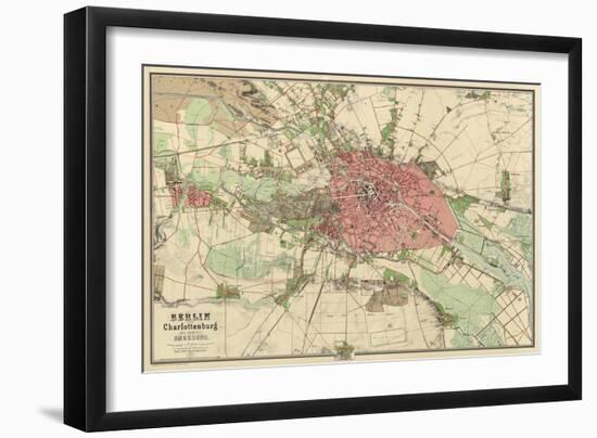 Map of Berlin, Printed by Koenigl. Lithogr. Institut, Berlin, 1857-German School-Framed Giclee Print