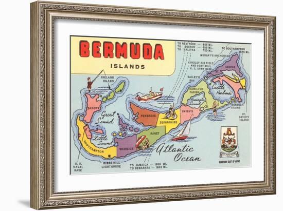 Map of Bermuda Islands-null-Framed Art Print