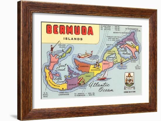 Map of Bermuda Islands-null-Framed Art Print