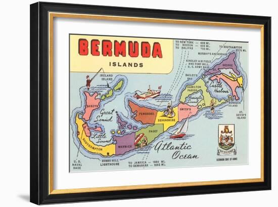 Map of Bermuda Islands-null-Framed Art Print