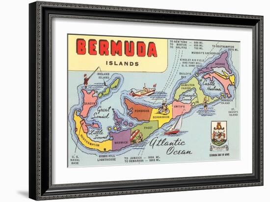 Map of Bermuda Islands-null-Framed Premium Giclee Print
