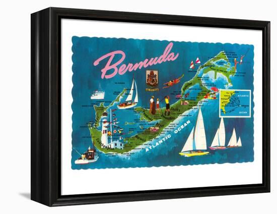 Map of Bermuda-null-Framed Stretched Canvas