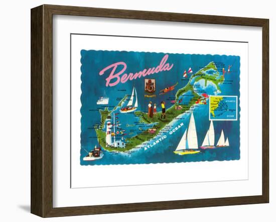 Map of Bermuda-null-Framed Art Print